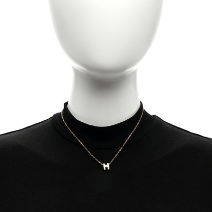 Hermes Lacquered Rose Gold Mini Pop H Pendant Necklace Vert Fizz 3 of 5