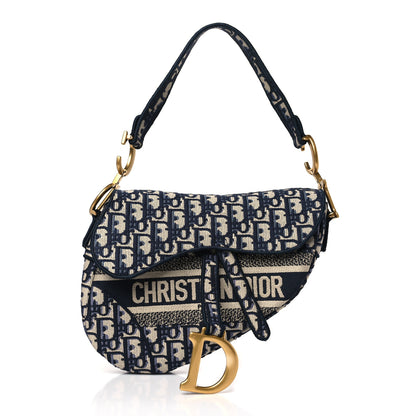 Christian Dior Oblique Embroidered Saddle Bag Blue 1 of 9