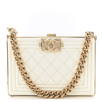 Chanel Patent Calfskin Boy Minaudiere White 1 of 15