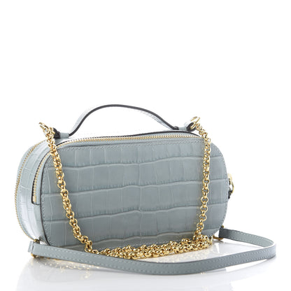 Chloe Calfskin Crocodile Embossed Mini C Vanity Bag Faded Blue 3 of 10