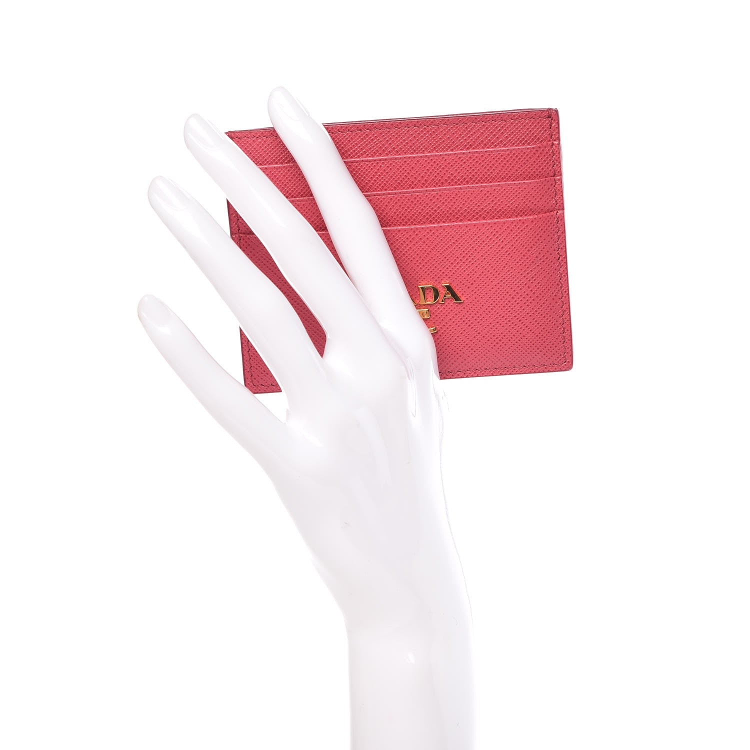 Prada Saffiano Metal Business Card Holder Pink 2 of 7