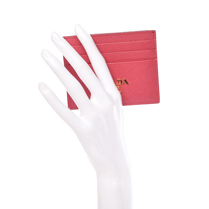Prada Saffiano Metal Business Card Holder Pink 2 of 7
