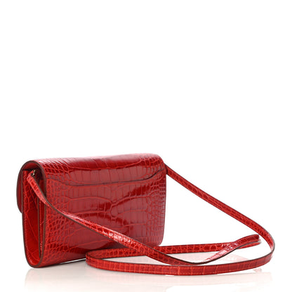 Hermes Shiny Alligator Constance Long Wallet To Go Sanguine 3 of 11