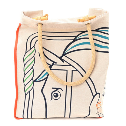 Hermes H Canvas Quadrige Beach Bag Bleu Jaune Rose 1 of 19