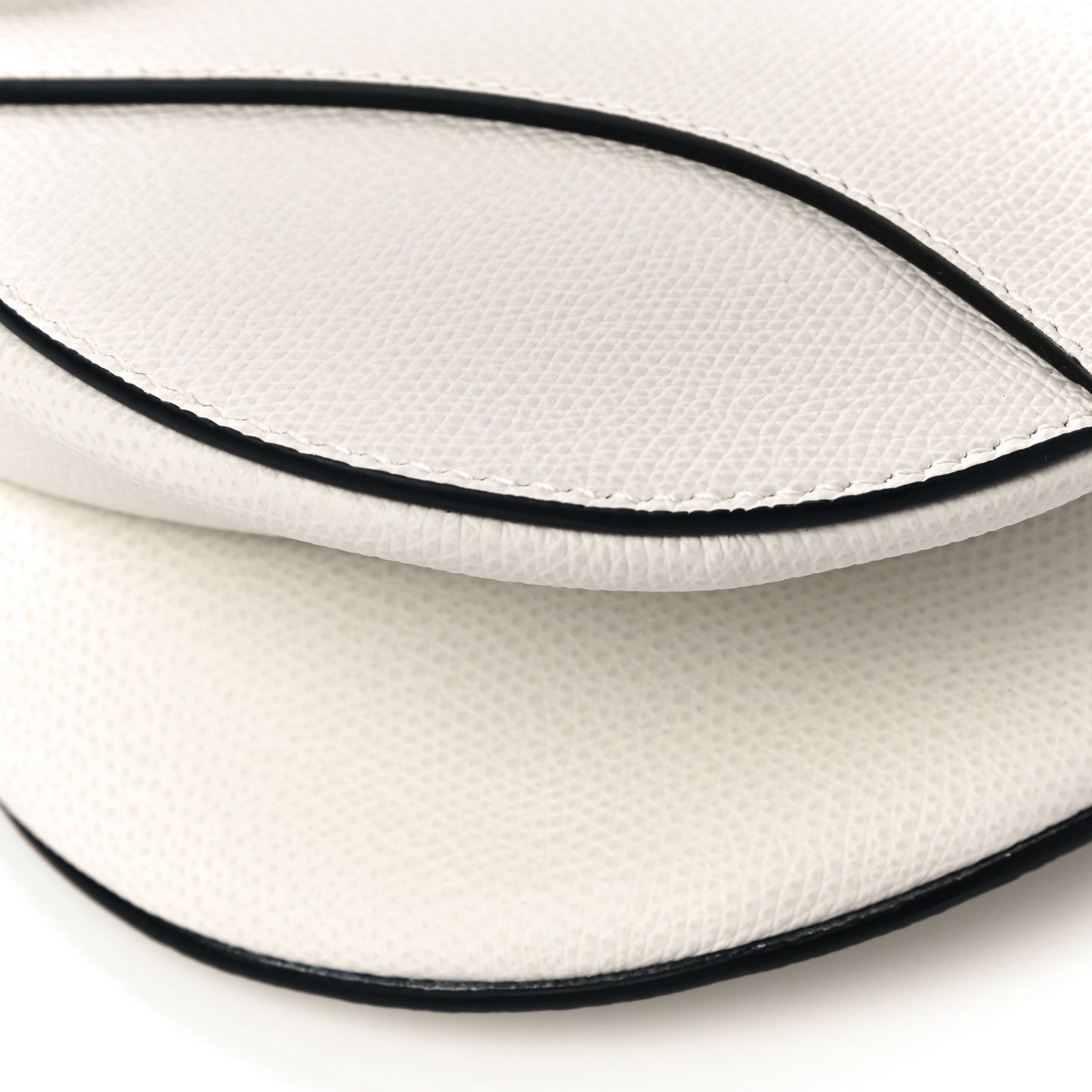 Grained Calfskin Saddle Bag White