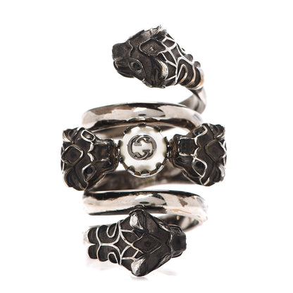 Gucci Pearl Tiger Heads Double Wrap Ring 9.5 Silver 1 of 7