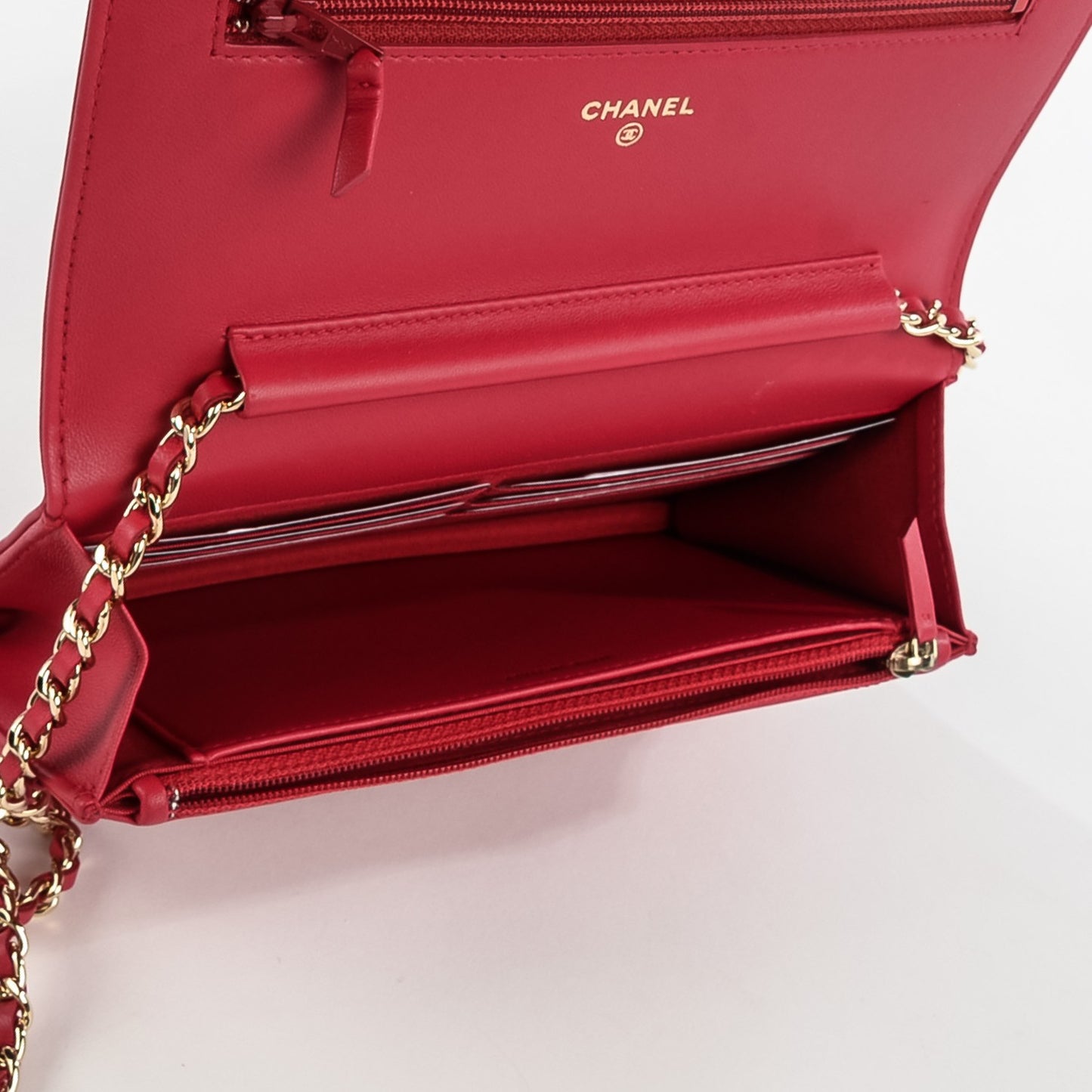 Lambskin Quilted Boy Wallet On Chain WOC Dark Pink