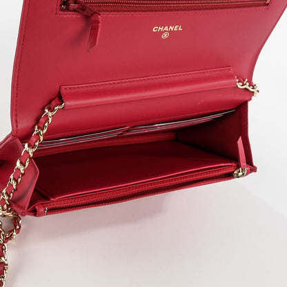 Chanel Lambskin Quilted Boy Wallet On Chain WOC Dark Pink 5 of 8