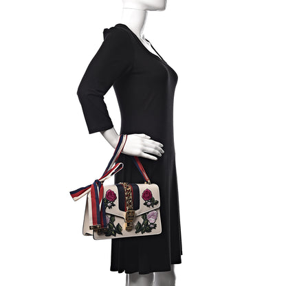 Gucci Calfskin Embroidered Small Sylvie Shoulder Bag White 2 of 11