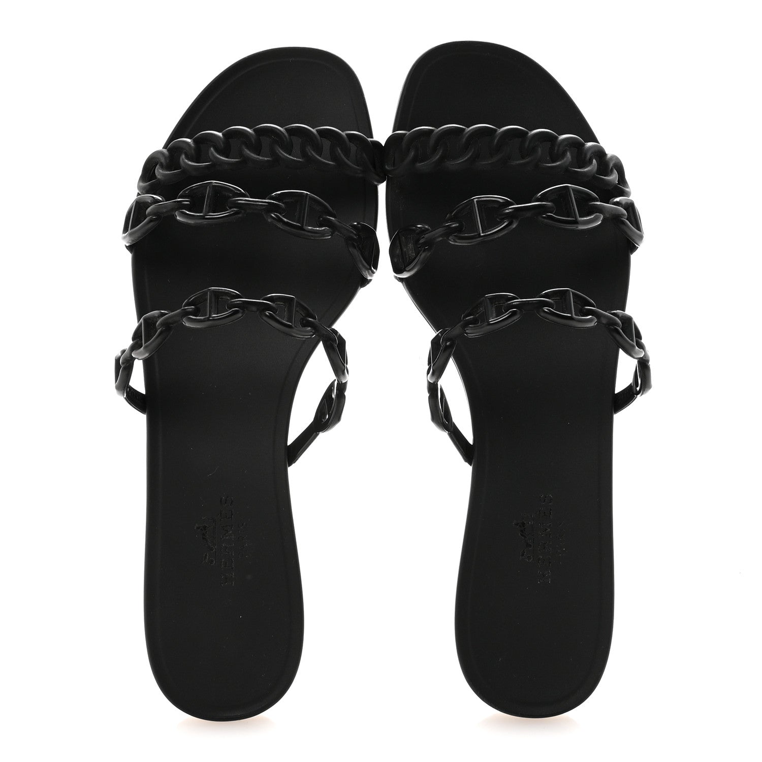 Hermes Rubber Chaine d'Ancre Rivage Sandals 35 Black 2 of 9