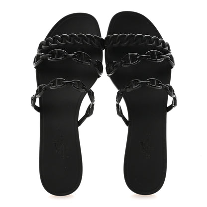 Hermes Rubber Chaine d'Ancre Rivage Sandals 35 Black 2 of 9