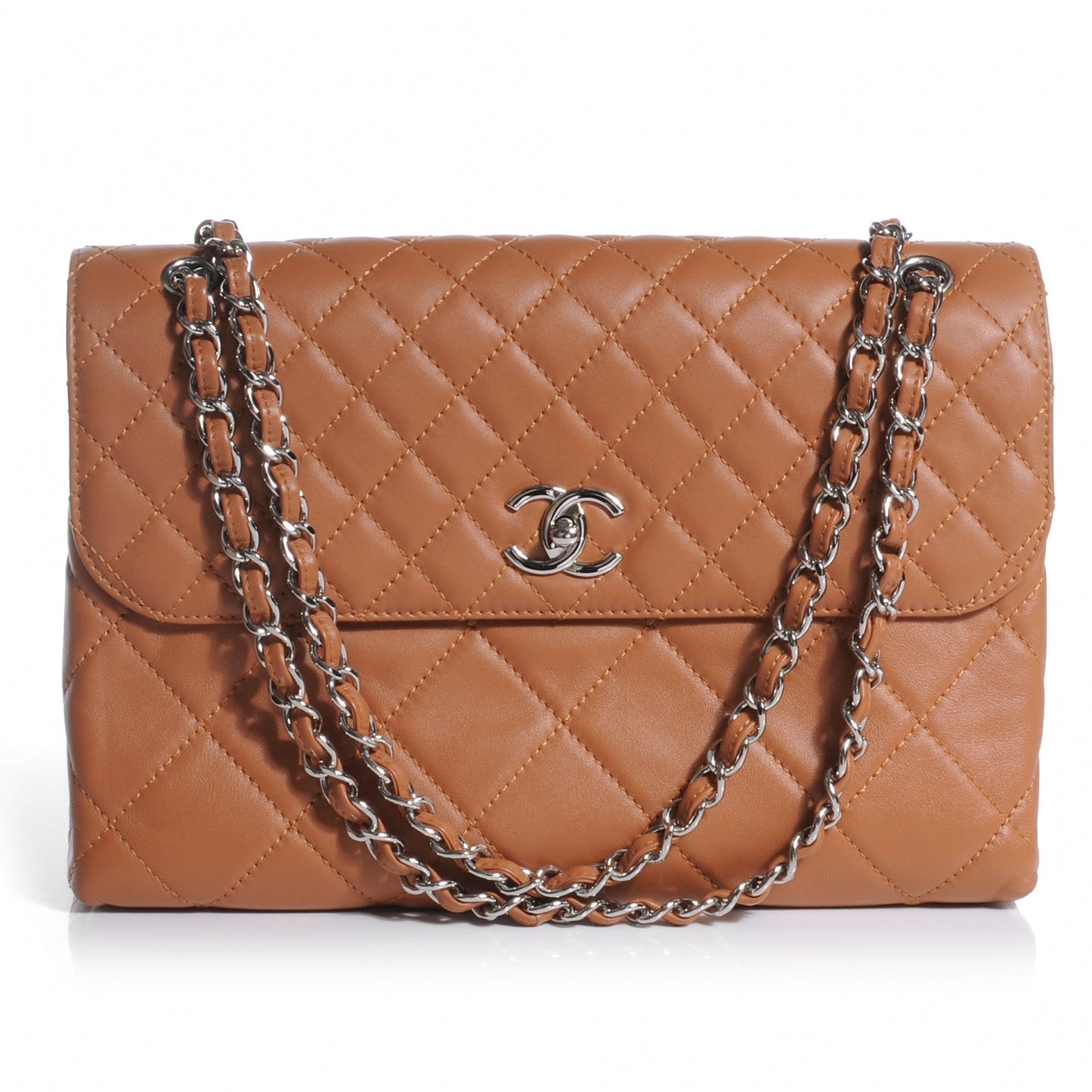 Leather Quilted In the Business Flap Dark Beige