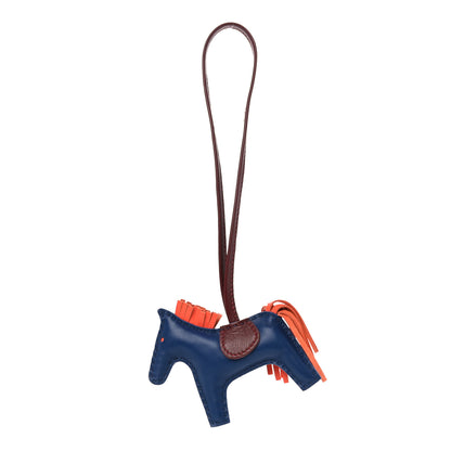 Hermes Milo Lambskin Grigri Rodeo Horse Bag Charm PM Bleu de Malte Rouge H Peony 1 of 5