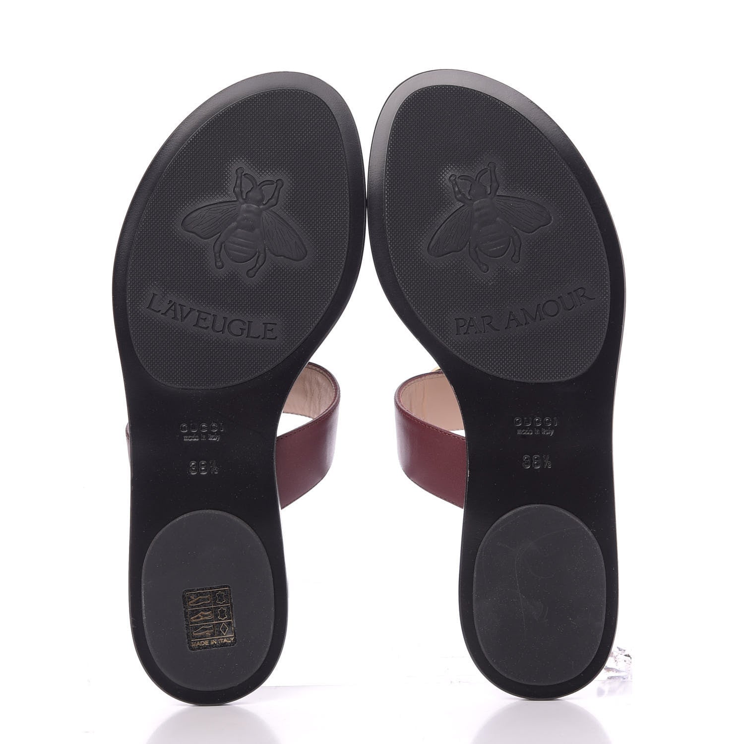 Gucci Calfskin GG Marmont Thong Sandals 38.5 Vintage Bordeaux 6 of 9