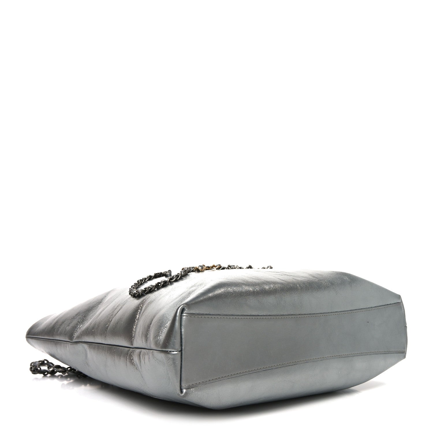 Chanel Metallic Crumpled Calfskin Chain 20s Signe Tote Silver 4 of 10