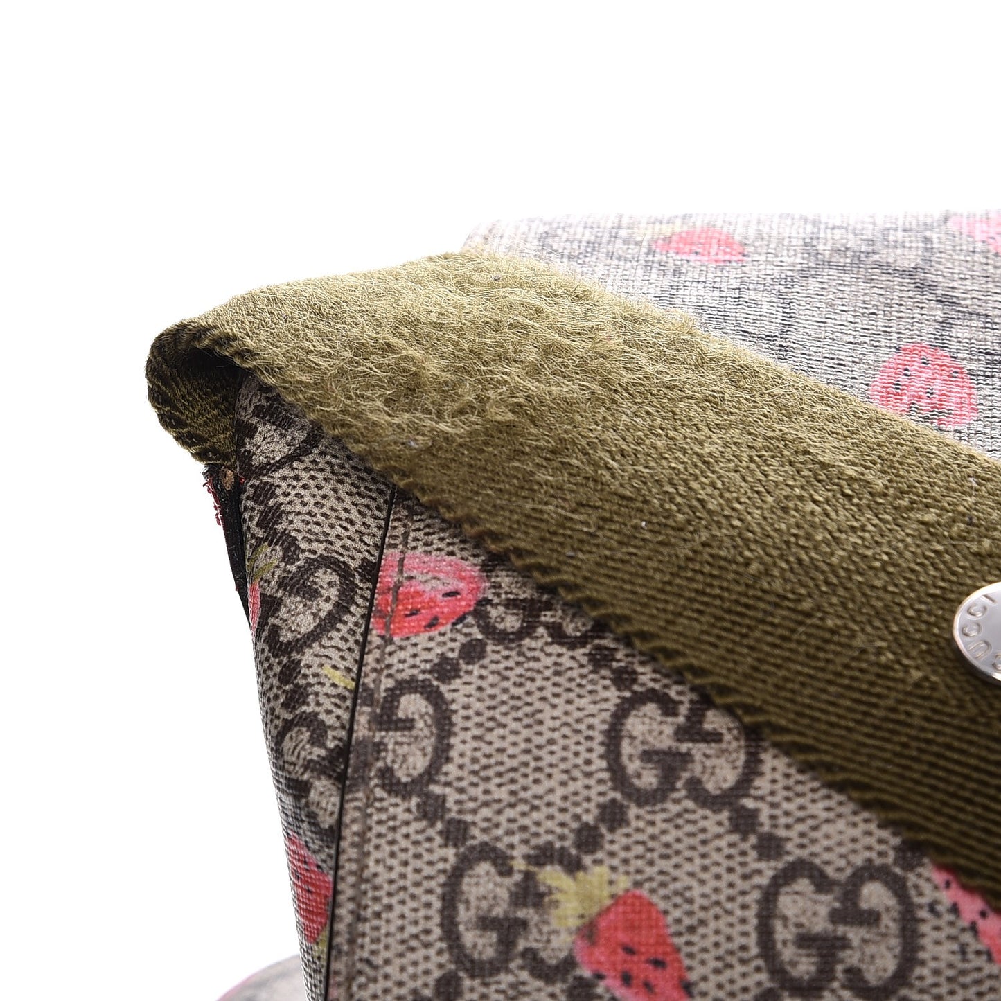 GG Supreme Monogram Strawberry Messenger Diaper Bag Beige