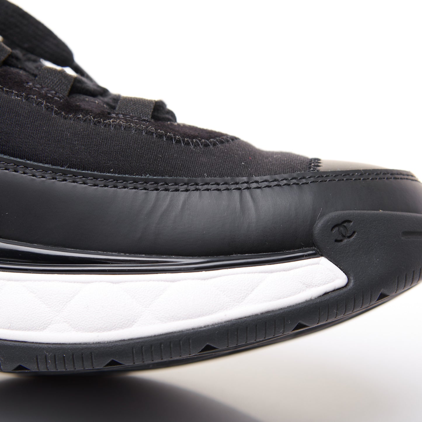 Velvet Calfskin Mixed Fibers CC Sneakers 41 Black