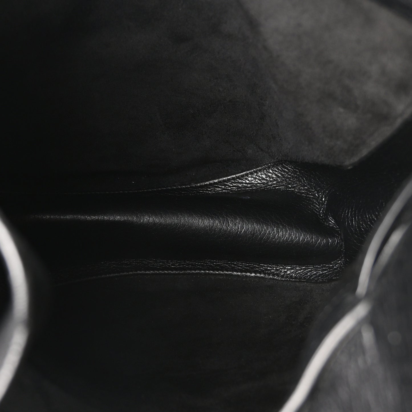 Grained Calfskin Drawstring Bucket Bag Black