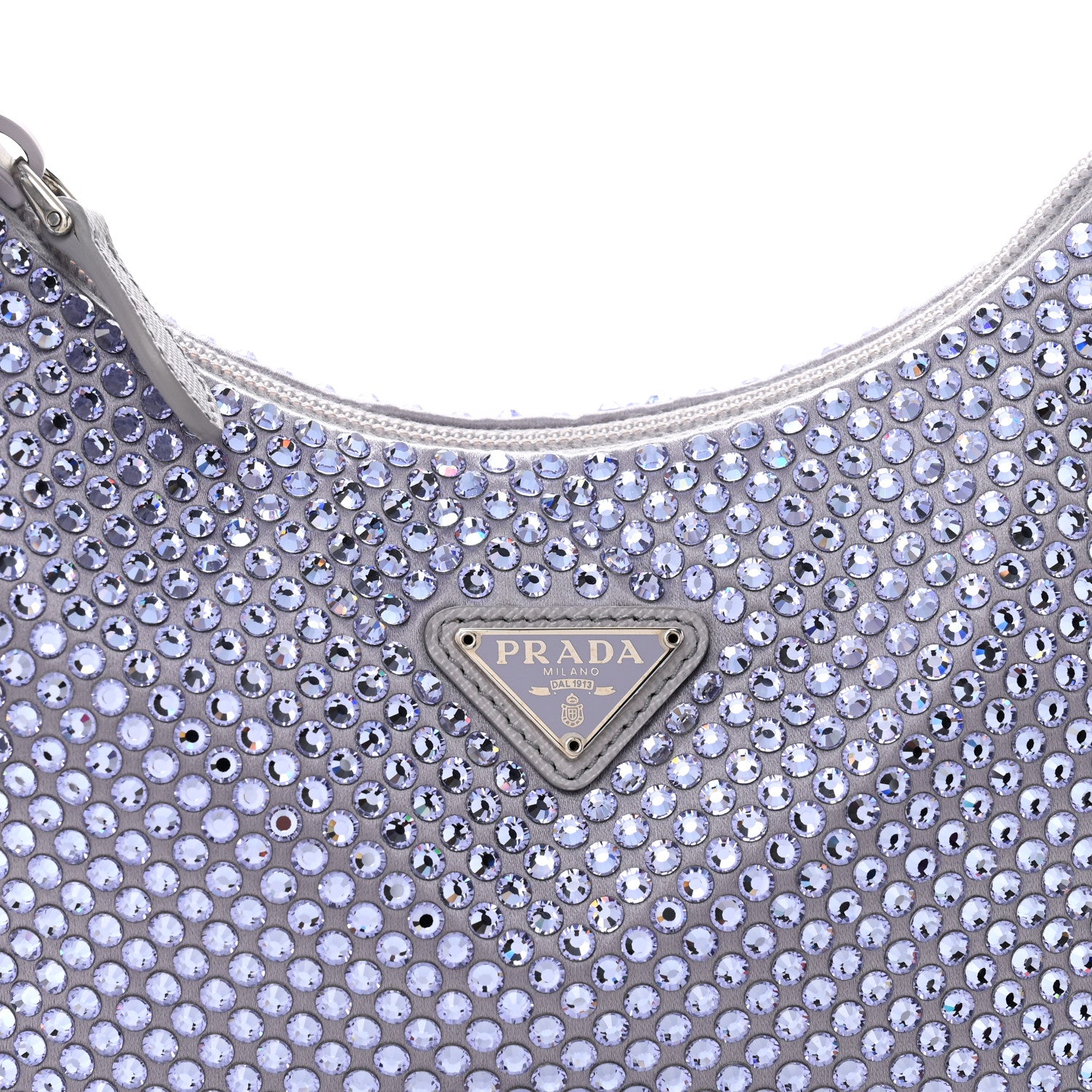 Prada Satin Crystal Mini Re-Edition 2000 Bag Glicine 8 of 10