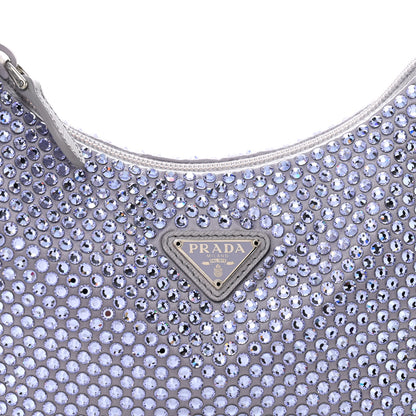 Prada Satin Crystal Mini Re-Edition 2000 Bag Glicine 8 of 10