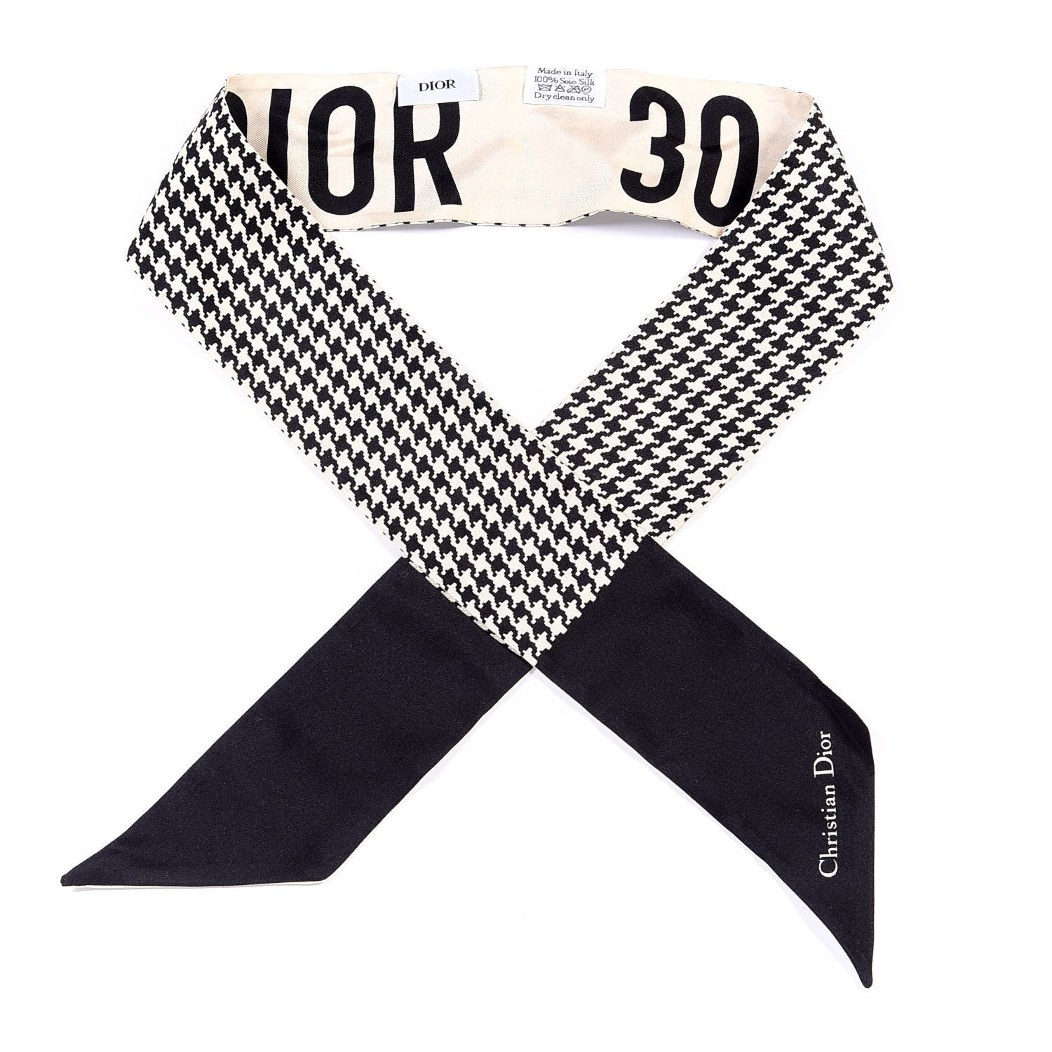 Christian Dior Silk 30 Montaigne Mitzah Scarf Black White 1 of 3