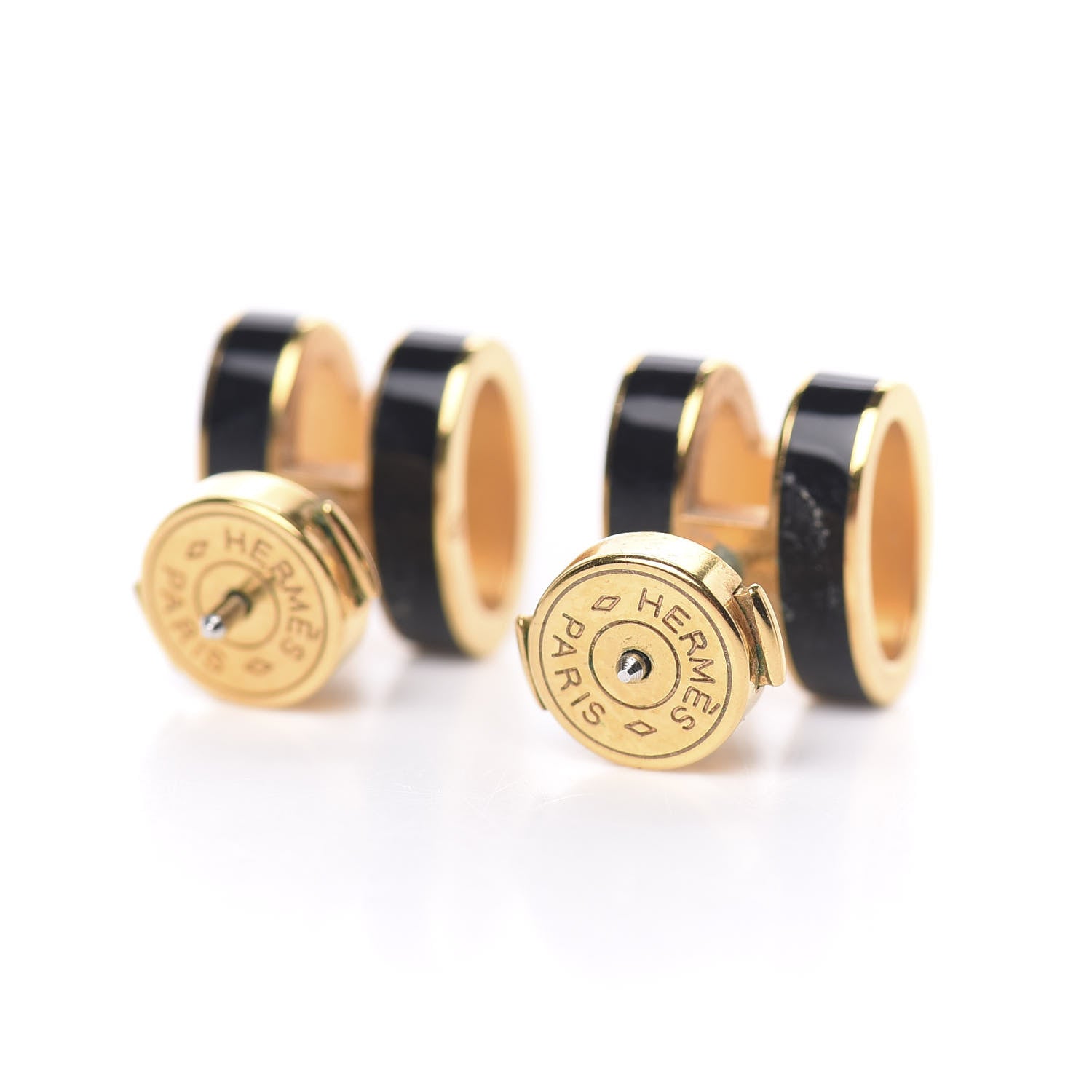 Hermes Gold Lacquered Pop H Earrings Black 3 of 3