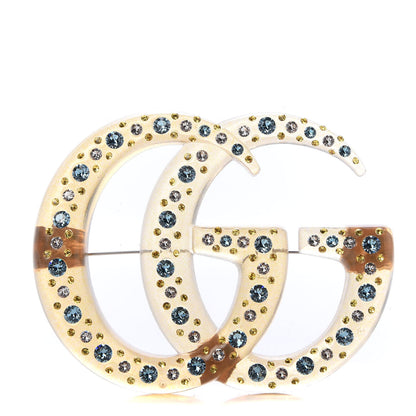 Gucci Resin Crystal GG Brooch Gold 1 of 6