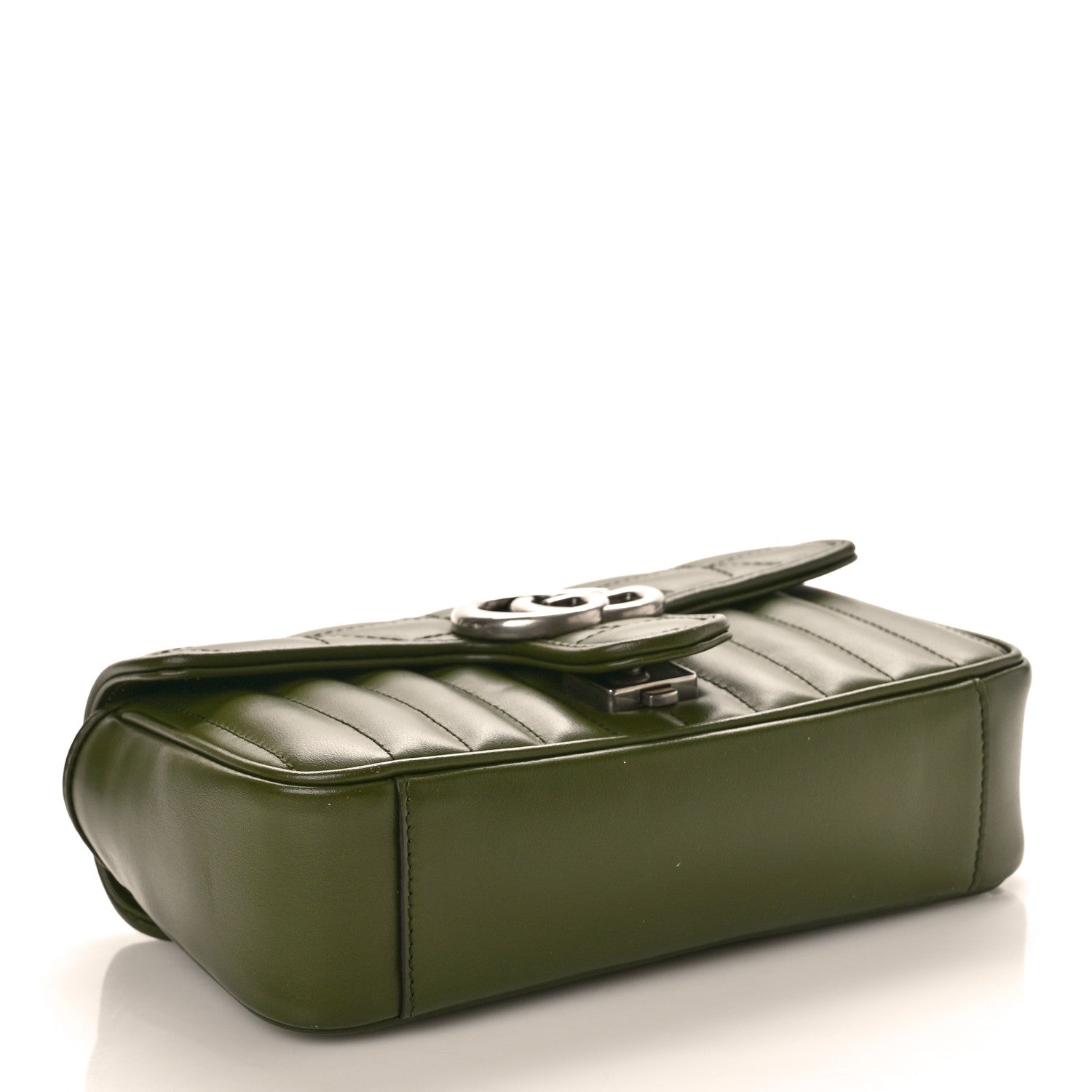 Gucci Calfskin Matelasse Aria Mini GG Marmont Shoulder Bag Military Wood 4 of 9