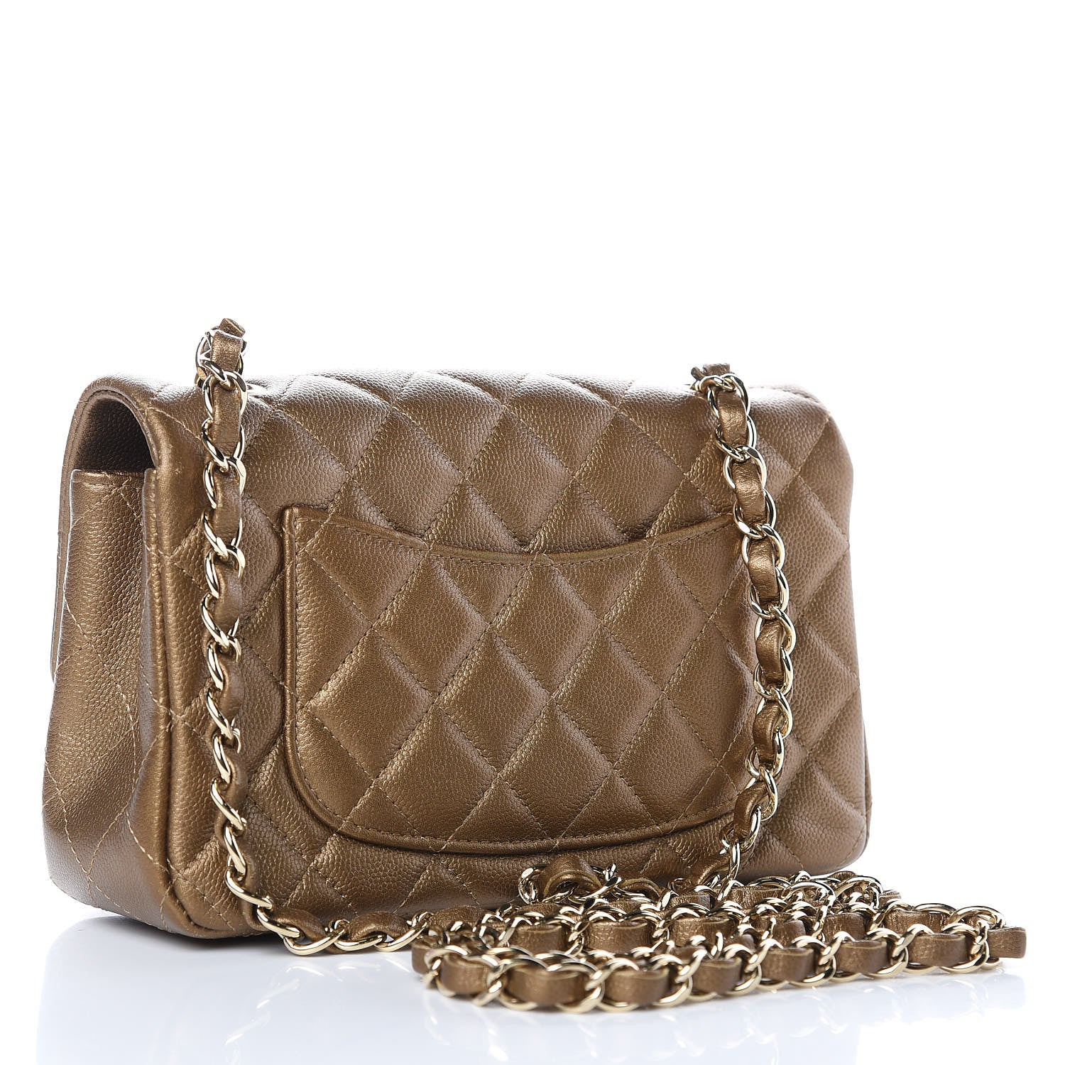Chanel Metallic Caviar Quilted Mini Rectangular Flap Bronze 3 of 14