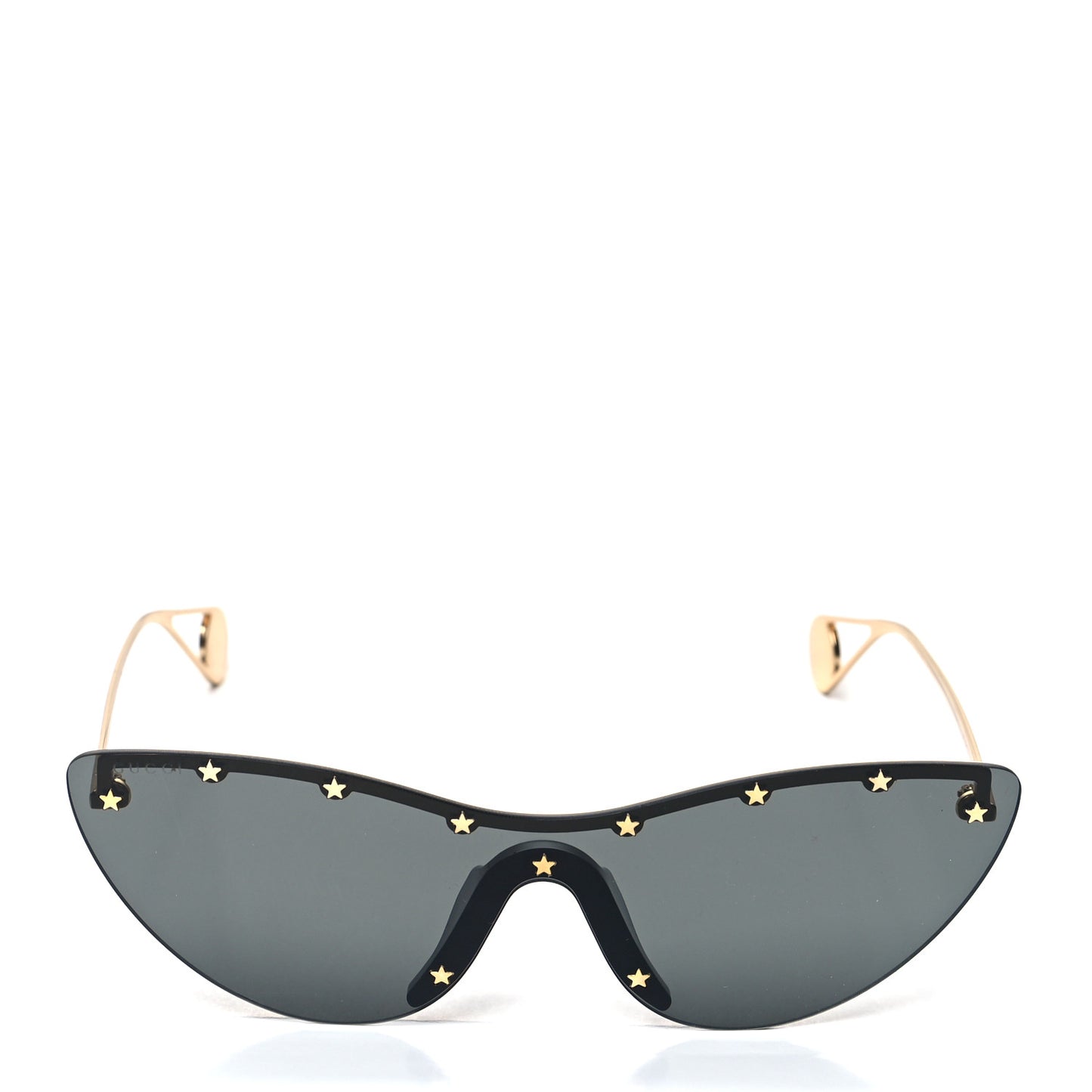 Metal Rimless Star Studded 90mm Cat Eye GG0666S Sunglasses Black Gold