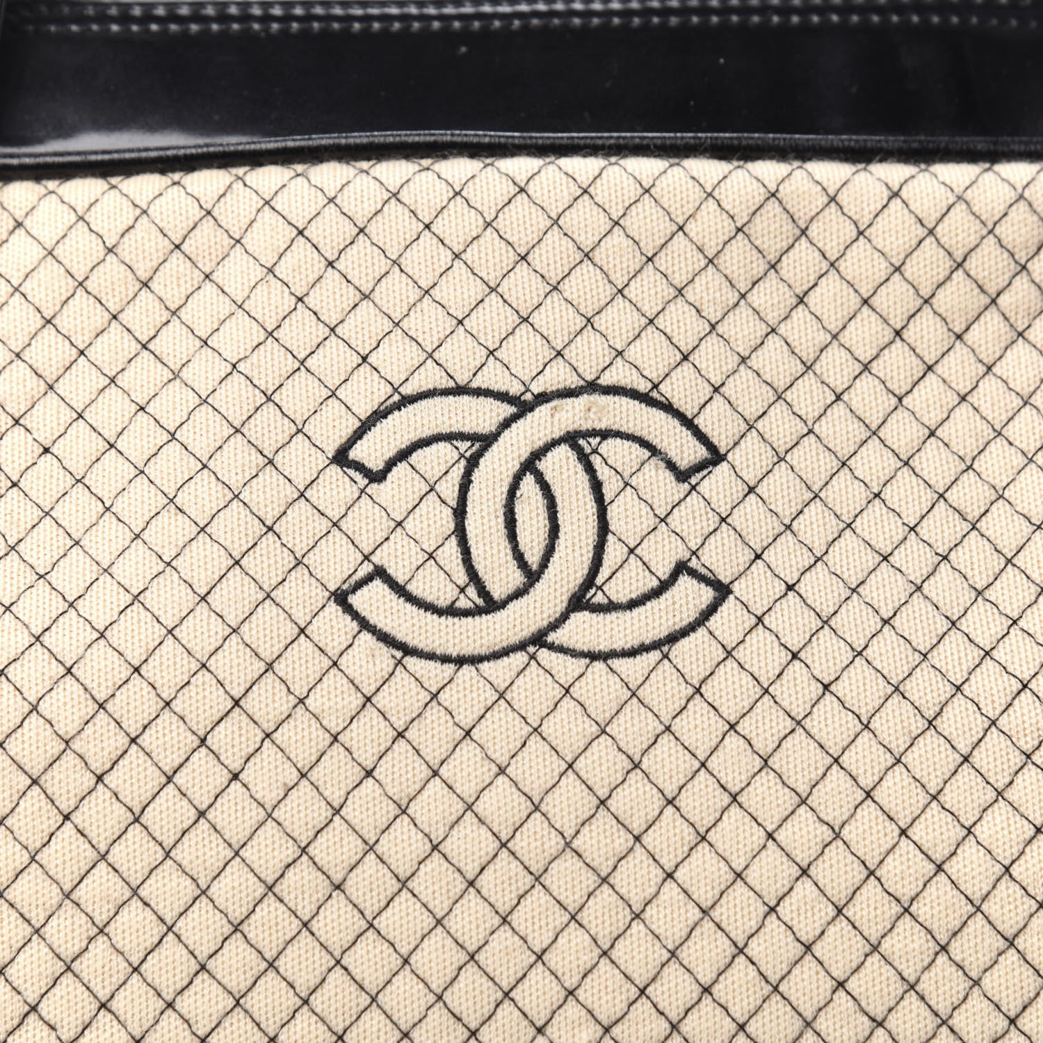 Chanel Patent Jersey Quilted Bowler Ivory Black 10 of 12