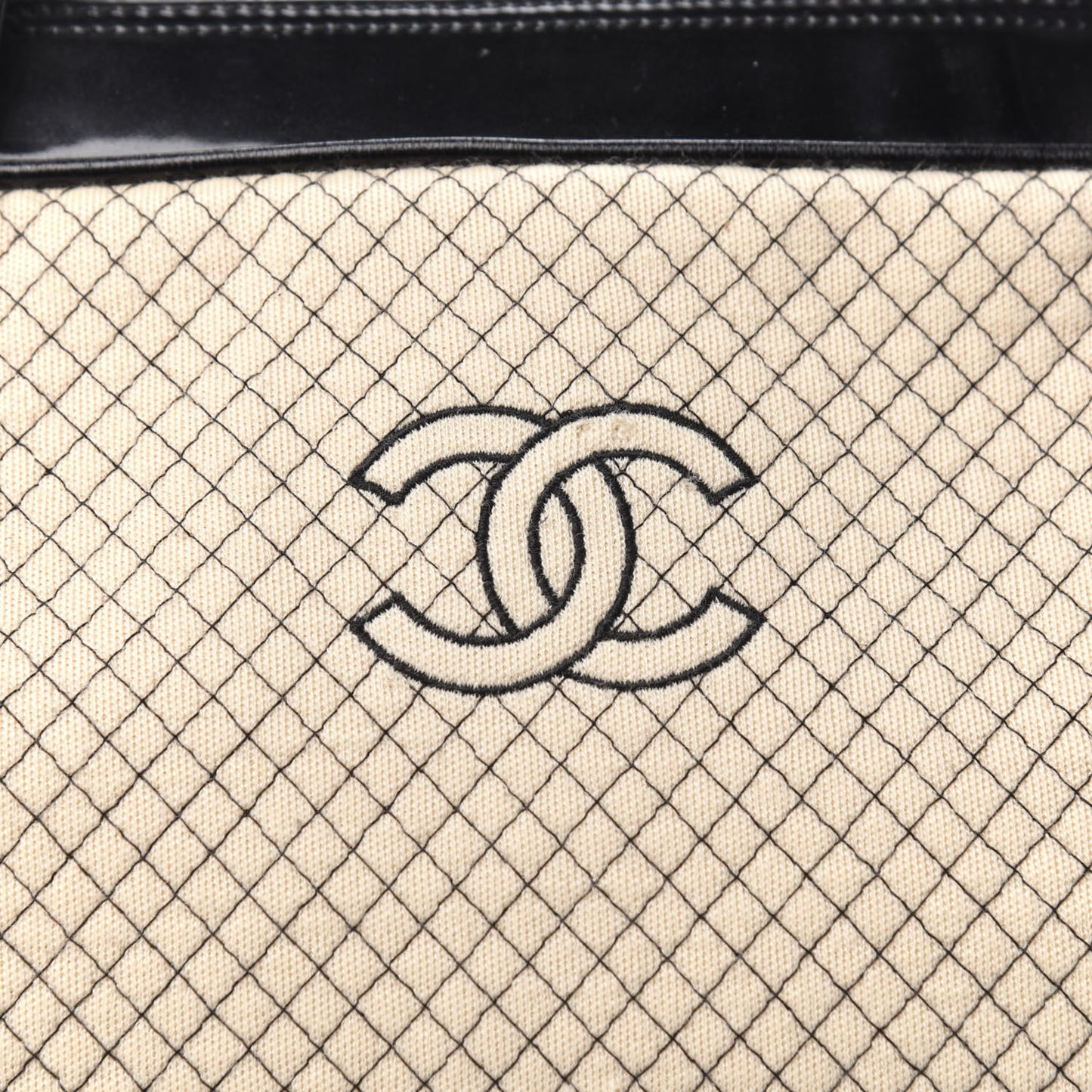 Patent Jersey Quilted Bowler Ivory Black