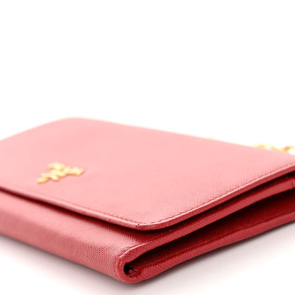 Prada Saffiano Metal Large Chain Wallet Fuoco 9 of 9