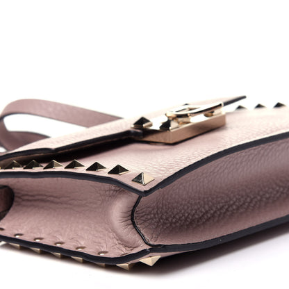 Valentino Garavani Pebbled Calfskin Small Rockstud Overlay Flap Shoulder Bag Poudre 6 of 12