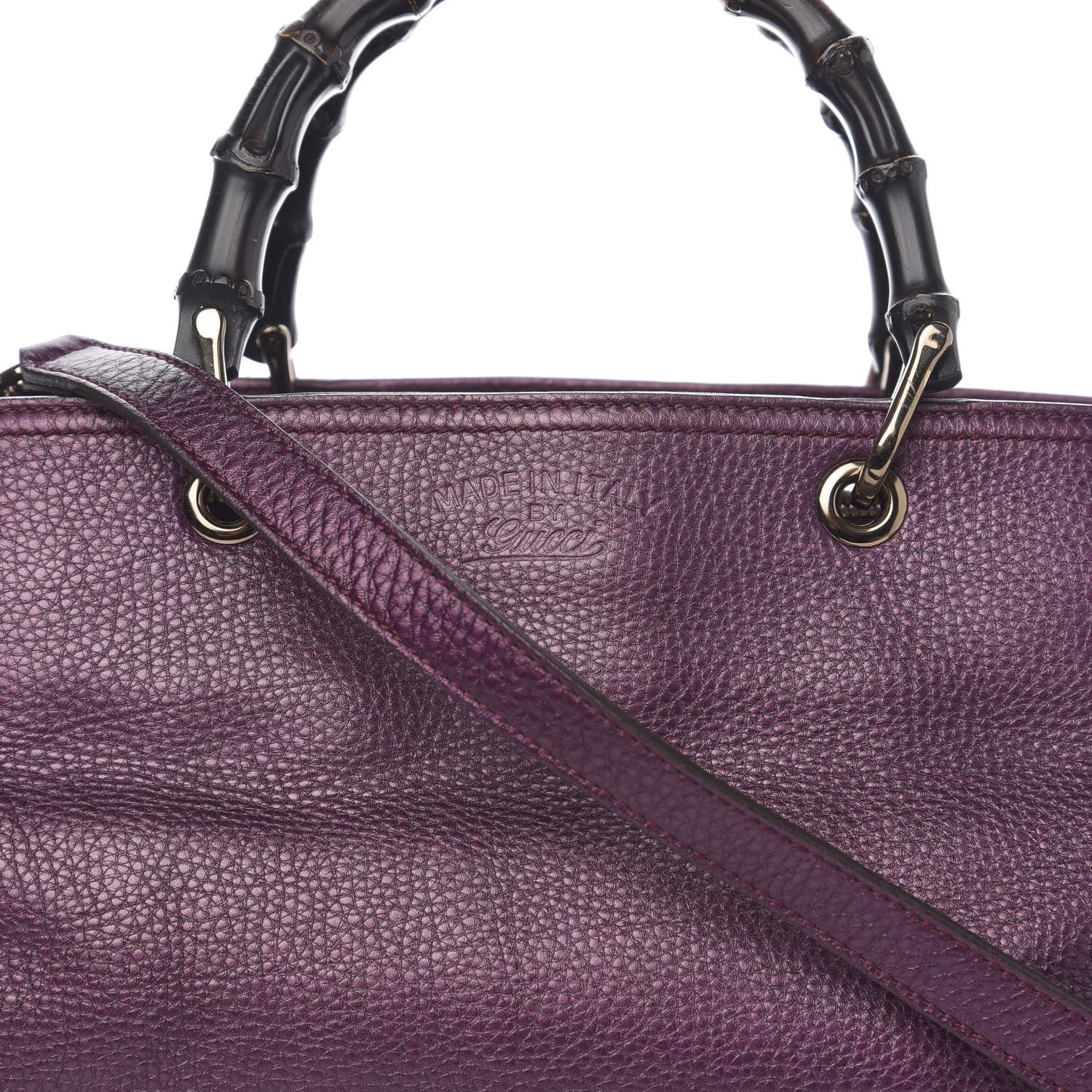 Gucci Pebbled Calfskin Medium Bamboo Shopper Tote Purple 13 of 13