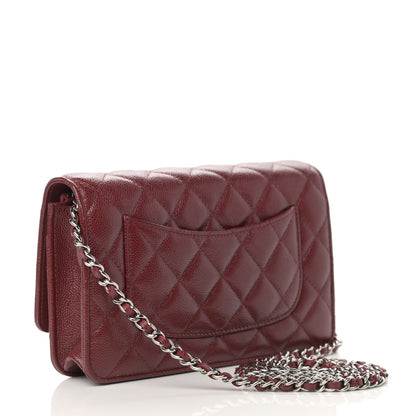 Chanel Caviar Quilted Wallet on Chain WOC Burgundy 3 of 13