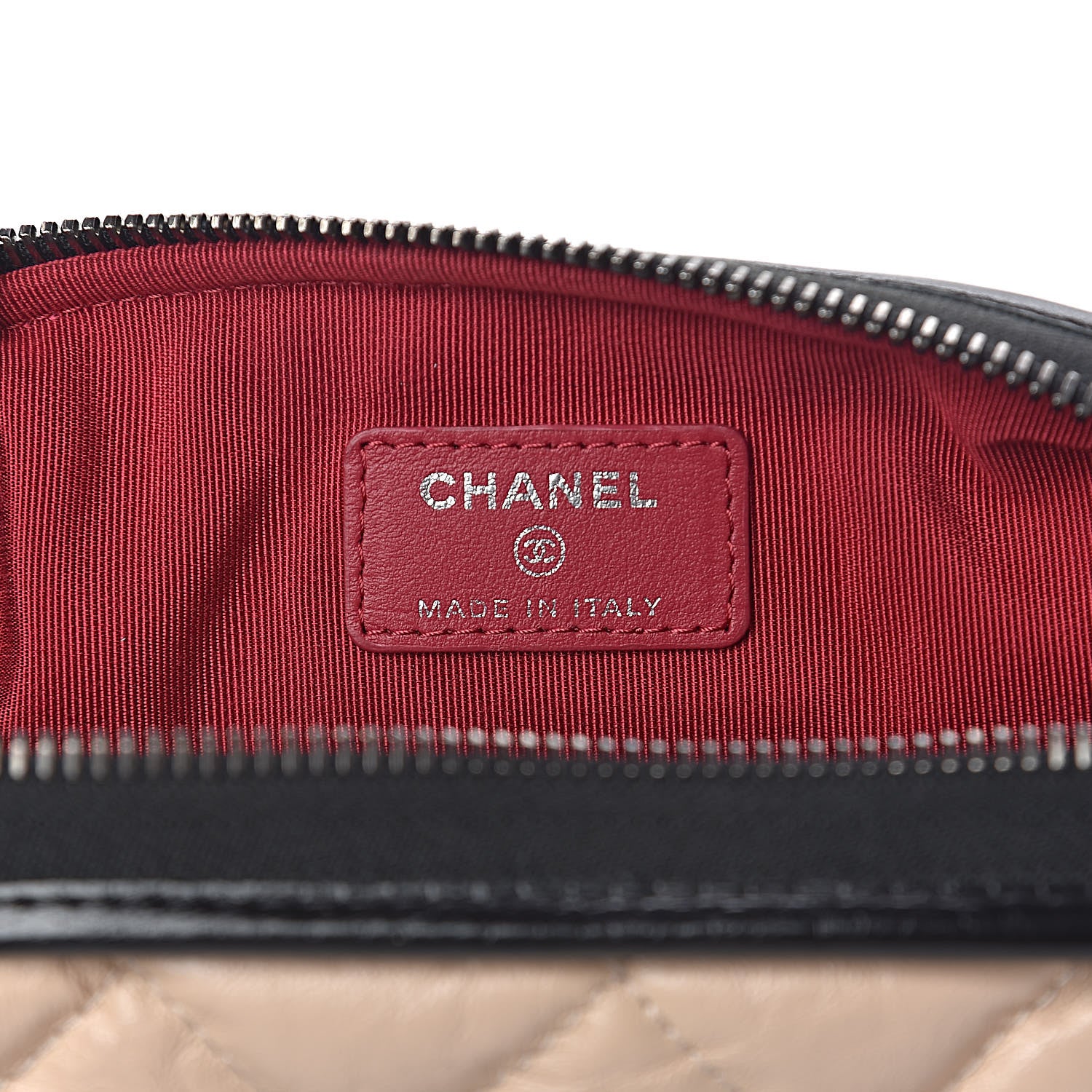 Chanel Aged Calfskin Quilted Gabrielle Cosmetic Case Beige Black 6 of 7
