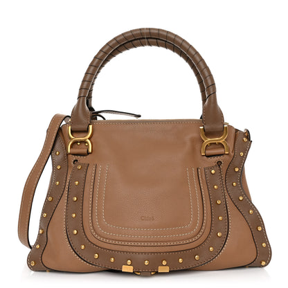 Chloe Calfskin Studded Medium Marcie Satchel Nut 1 of 9