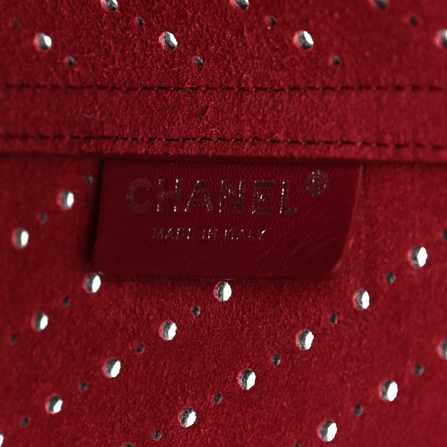 Perforated Grained Calfskin Small Shopping Tote Black