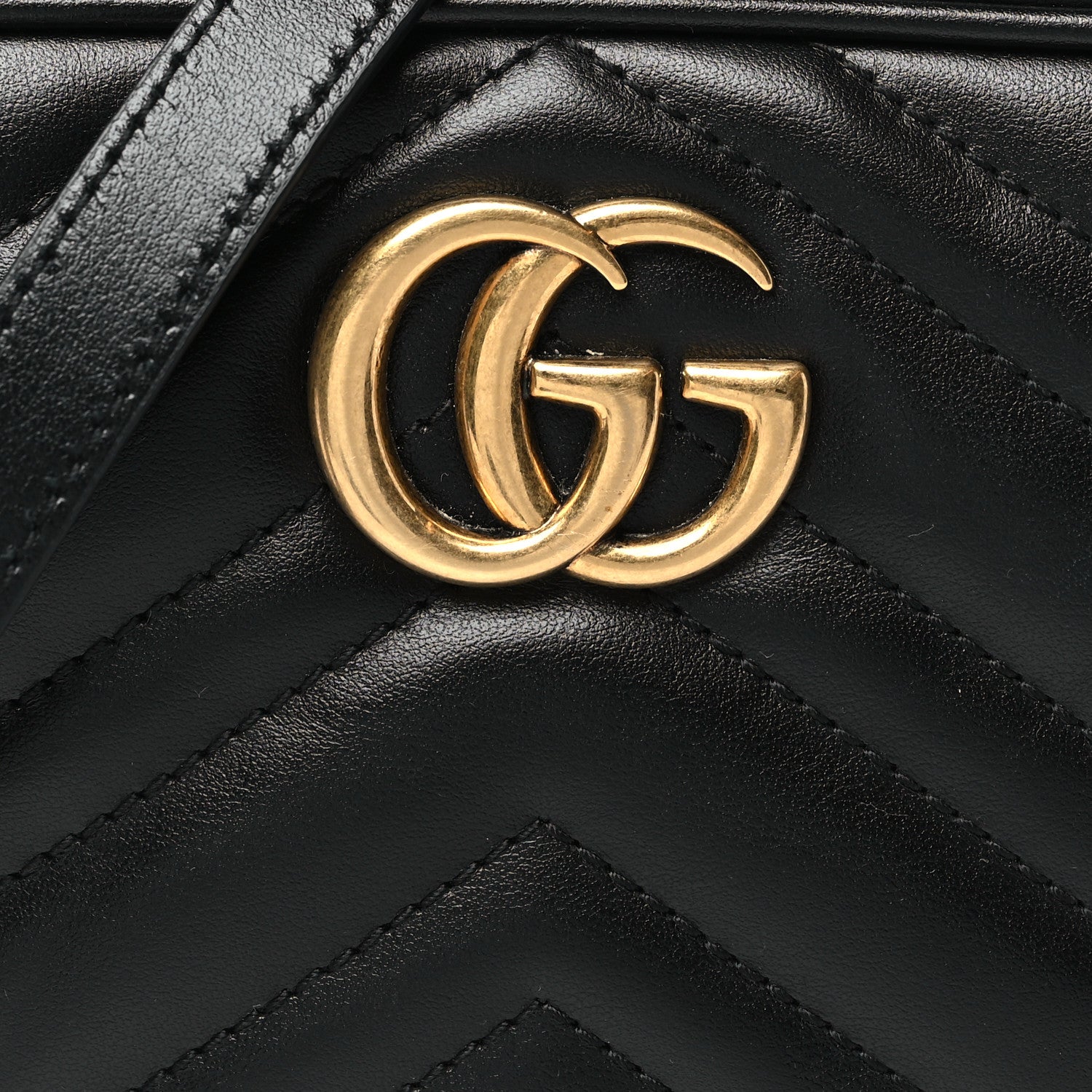 Gucci Calfskin Matelasse Mini GG Marmont Chain Shoulder Bag Black 8 of 11