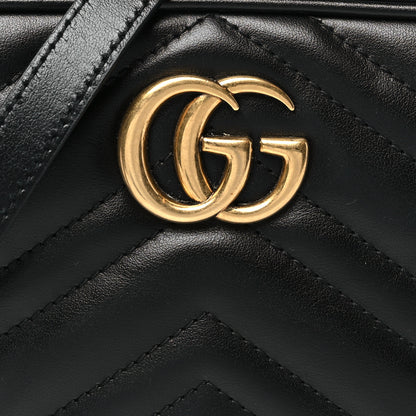 Gucci Calfskin Matelasse Mini GG Marmont Chain Shoulder Bag Black 8 of 11