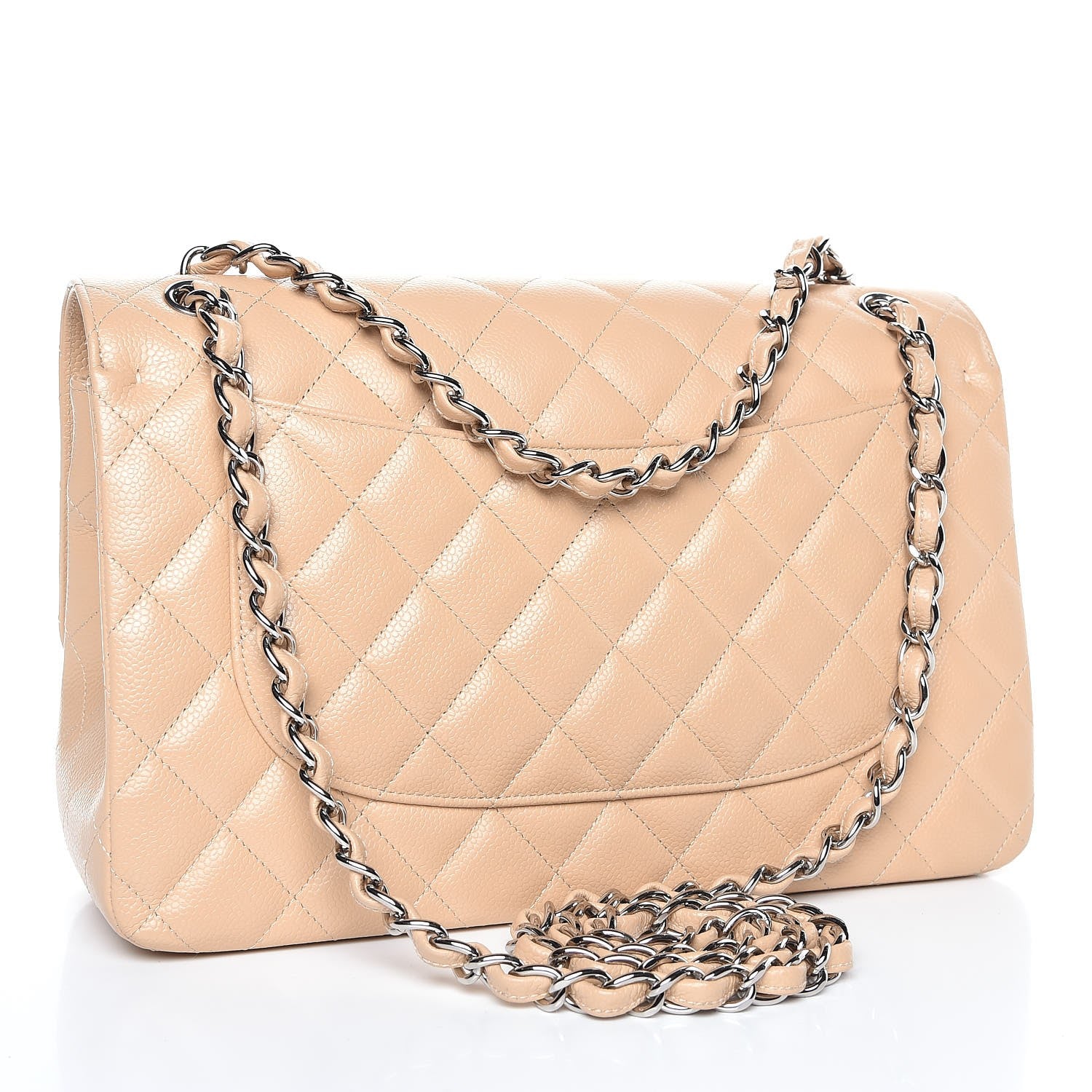 Chanel Caviar Quilted Jumbo Double Flap Light Beige 4 of 14