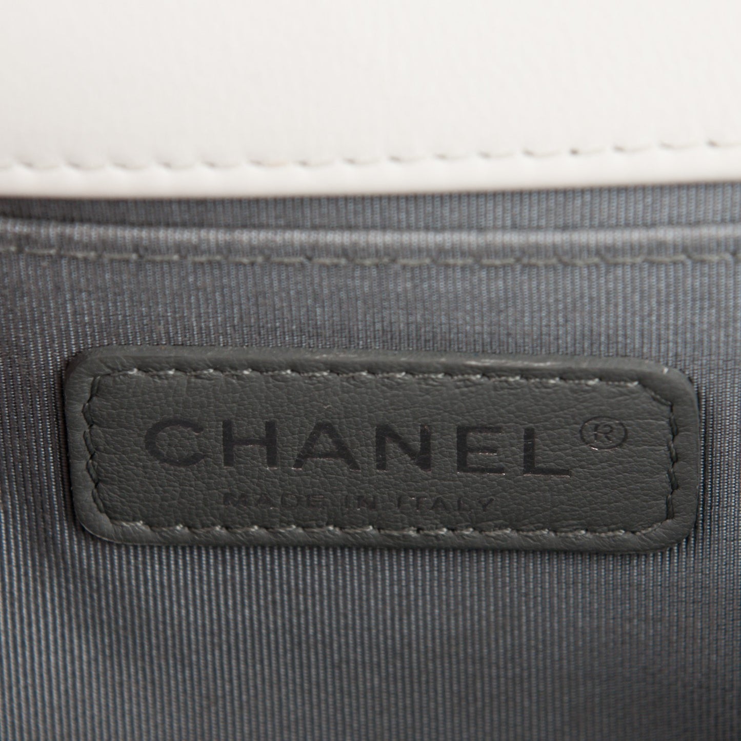 Calfskin Stitched Medium Boy Flap White