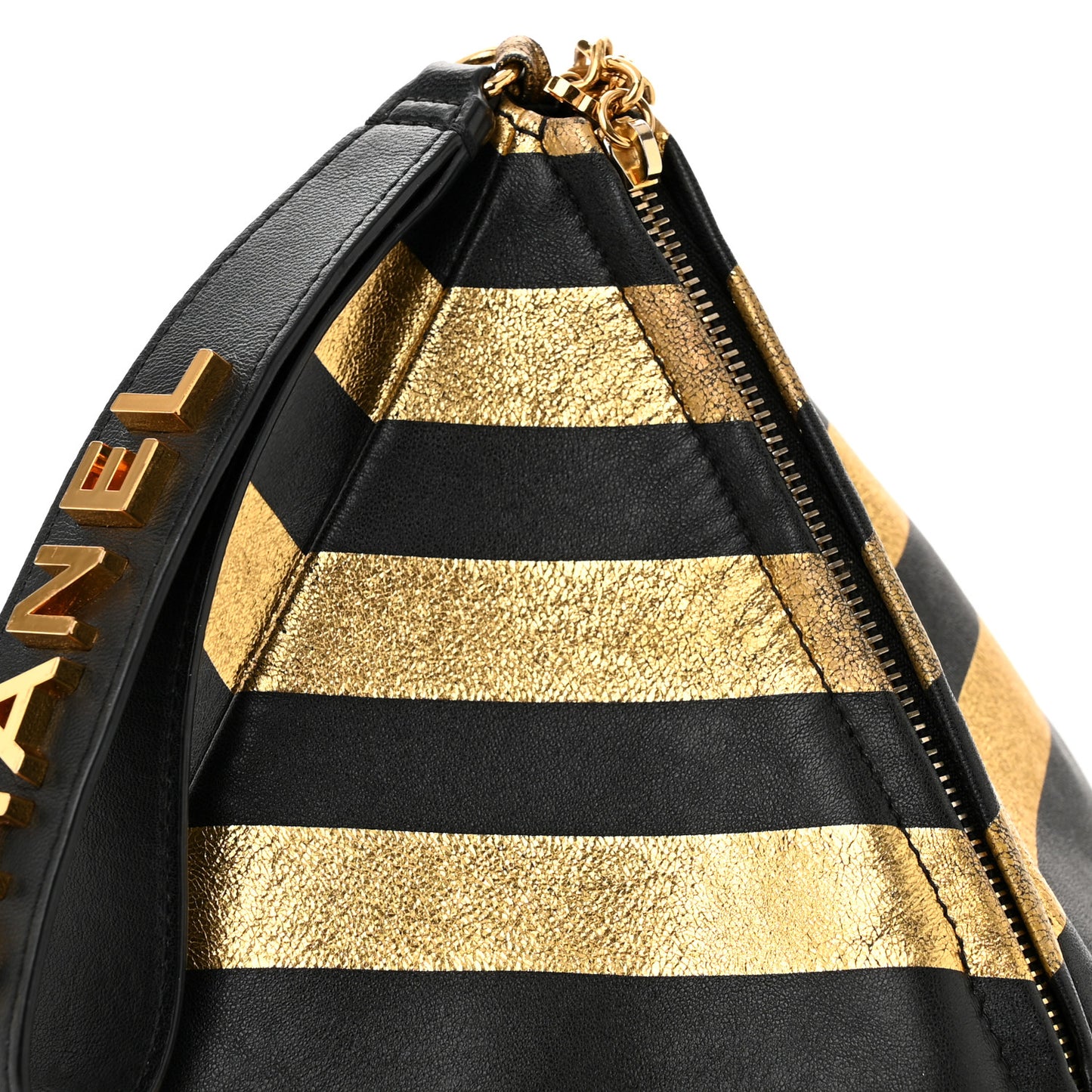 Metallic Lambskin CC Kheops Pyramid Bag Gold Black