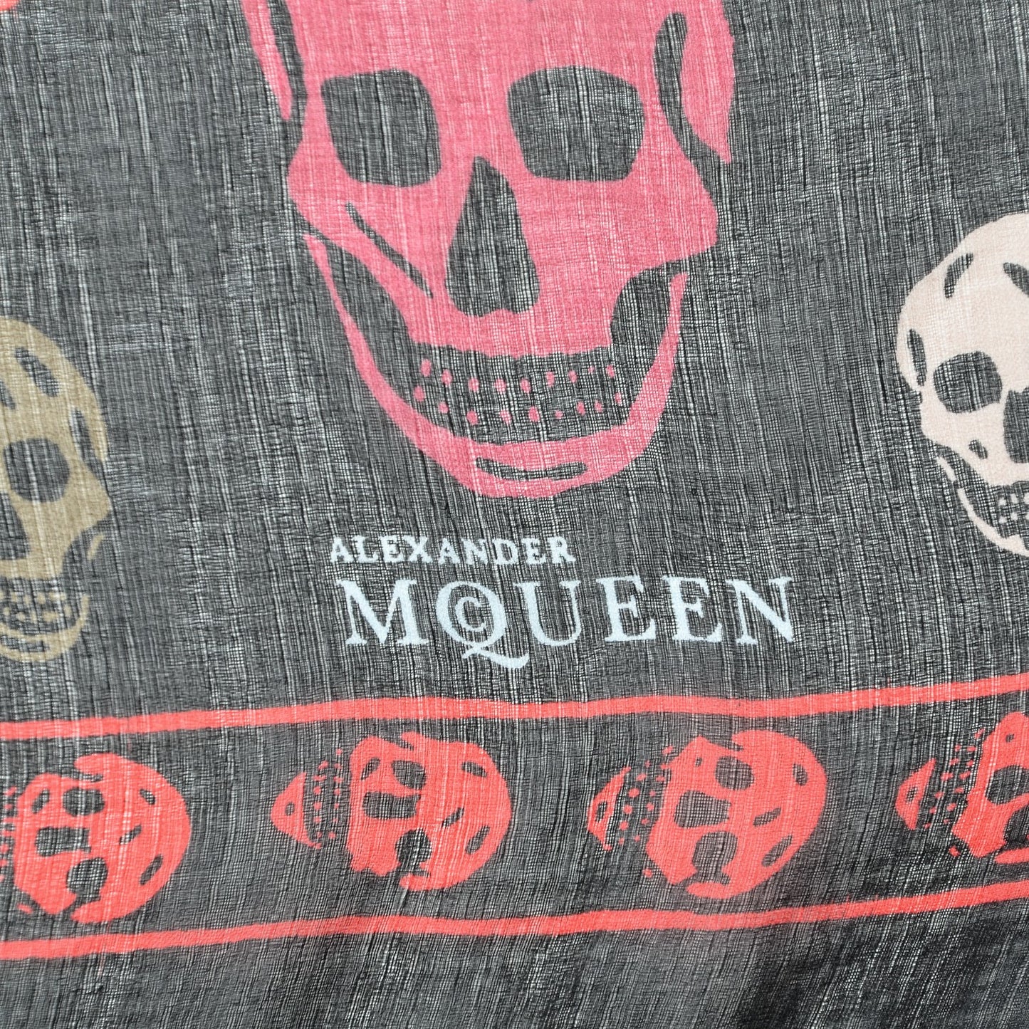 Silk Chiffon Skull Scarf Black Red