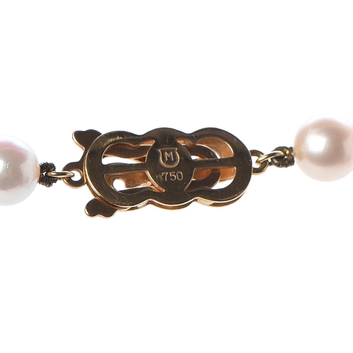 Mikimoto 18K Yellow Gold Akoya Pearl 6.5-7mm Strand Necklace 18" 4 of 5