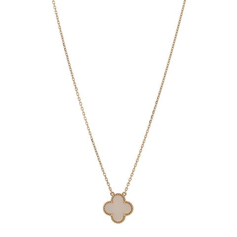 18K Yellow Gold Mother of Pearl Vintage Alhambra Pendant Necklace