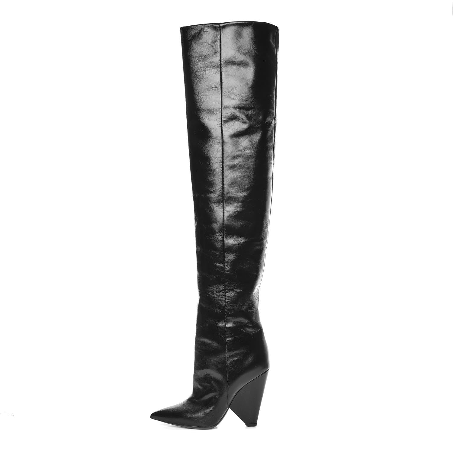 Saint Laurent Calfskin Niki 105 Thigh High Boots 36.5 Black 1 of 7