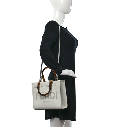Fendi Vitello King Plexiglass Logo Embossed Small Fendi Sunshine Shopper Tote White Rice 2 of 9