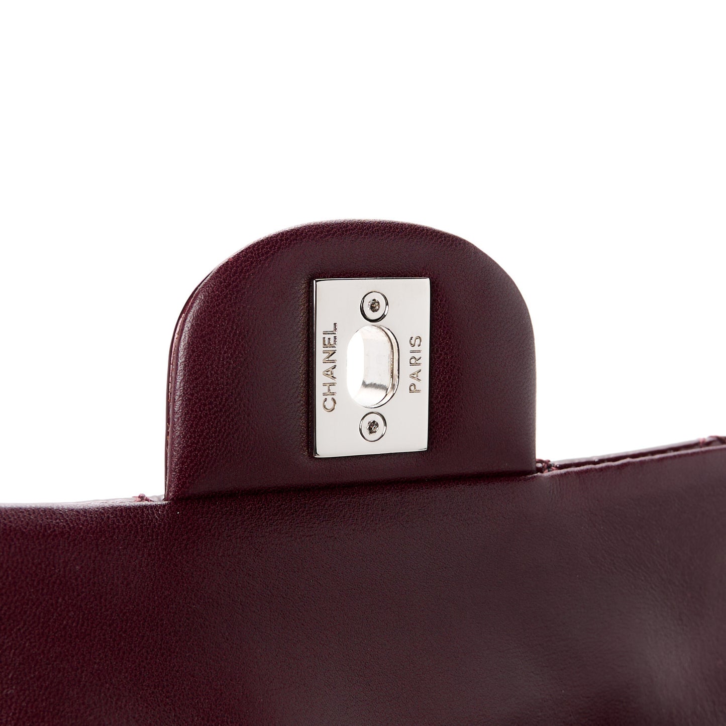 Patent Calfskin Quilted Medium Double Flap Burgundy